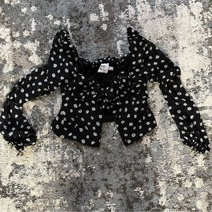 Princess Polly Black Floral Long Sleeve Top